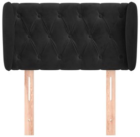 Testiera ad orecchio nera 83 x 23 x 78/88 cm in velluto