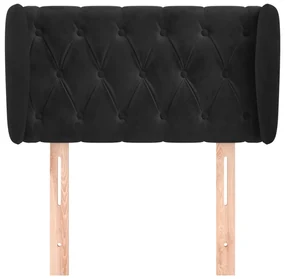 Testiera ad orecchio nera 83 x 23 x 78/88 cm in velluto