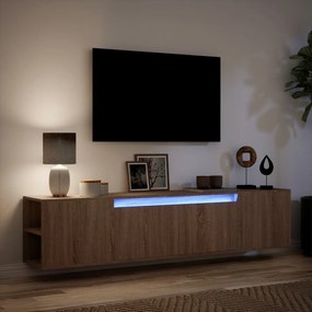 Mobile tv a parete con led rovere marrone 180x31x39,5 cm