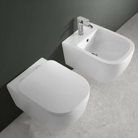 Sanitari Sospesi in ceramica bianco design quadrato con copriwc e scarico rimless Kayra