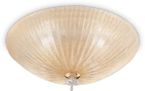 Plafoniera Classica Shell Vetro Ambra 3 Luci E27