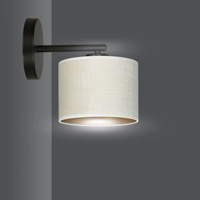 Applique 1 Luce Hilde In Acciaio Nero E Paralume In Tessuto Beige