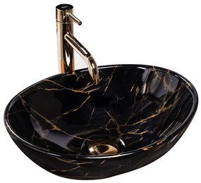 REA-U5611 - Lavabo da appoggio SOFIA 34,5x41 cm ceramica/nero/effetto marmo