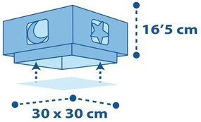 Dalber 63236T - Plafoniera per bambini MOONLIGHT 2xE27/60W/230V blu