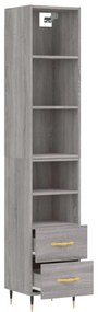 Credenza Grigio Sonoma 34,5x34x180 cm in Legno Multistrato