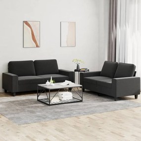 Set Di Divani 2 Pz Nero İn Tessuto /