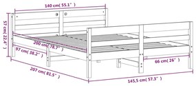 Giroletto con Testiera 140x200 cm in Legno Massello di Pino