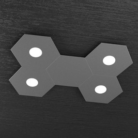 Plafoniera Moderna 5 Moduli Hexagon Metallo Grigio Antracite 4 Luci Led 12X4W