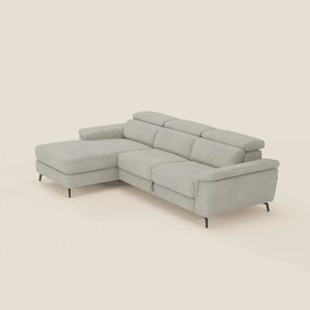 Estro Divano estraibile con chaise-longue e poggiatesta reclinabili in tessuto impermeabile T14 panna