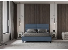 Letto matrimoniale e rete 160x190 in microfibra blu Nandy