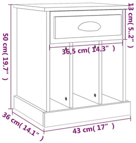 Comodino Rovere Fumo 43x36x50 cm