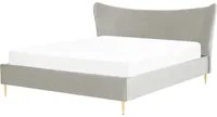 Letto in velluto grigio con struttura 180 x 200 cm gambe imbottite oro testiera stile glamour moderno