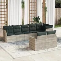 Set Divano da Giardino 8pz con Cuscini Grigio Chiaro Polyrattan 3219212