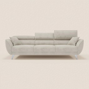 Michelangelo 4 Posti – Divano con 3 sedute estensibili e poggiatesta reclinabili in elegante tessuto vellutino smacchiabile T30