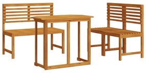 Set da pranzo da giardino 4 pezzi in legno di acacia massello