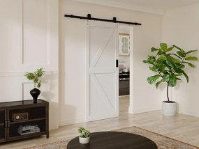 Porta scorrevole con sistema esterno muro H205 x 93 cm Legno e MDF Bianco - NEFARA