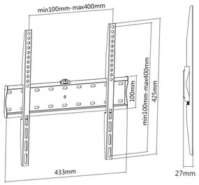 MK FLORIA MKF-17DF441 - Supporto fisso per TV a parete 65" nero