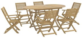 Set da pranzo da giardino 7 pz in legno massello di acacia