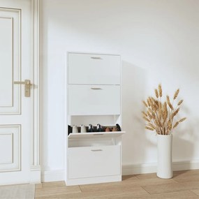 Scarpiera Bianco Lucido 59x17x150 Cm İn Legno Multistrato /