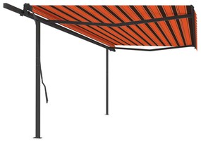 Tenda Retrattile Automatica con Pali 5x3,5 m Arancio Marrone