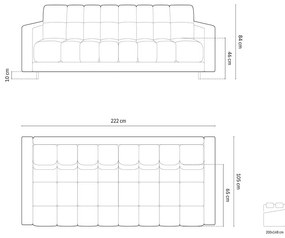 Divano beige allungabile/con contenitore con rivestimento in velluto 222 cm Bali – Cosmopolitan Design