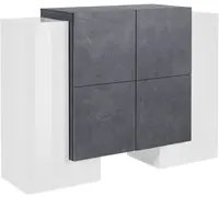 Madia 6 ante per Soggiorno Moderna 130x35/45x100cm - APEX Colore: bianco laccato lucido/report