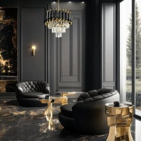 Lampadario a sospensione con catena CRISTAL 5xE14/40W/230V oro/nero