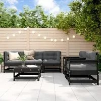 Set Divani da Giardino 6 pz con Cuscini in Legno Massello Nero 3185819