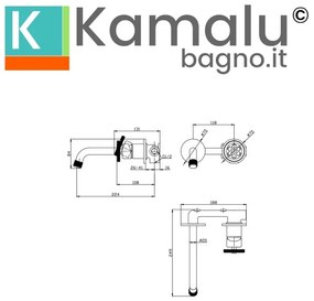 Kamalu - Miscelatore lavabo monocomando da muro finitura lucida | INNER-CROMO