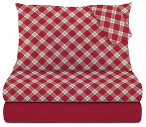 Completo letto matrimoniale in cotone Scozzese rosso