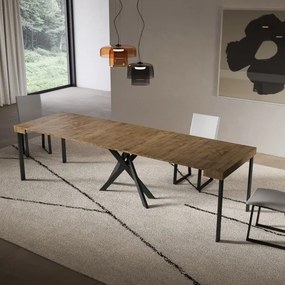 Consolle allungabile Libo - Noce gambe antracite 90x40/300 cm