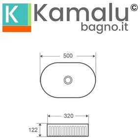 Kamalu - lavabo bagno appoggio ovale 50 cm scanalato a righe | kls-5000