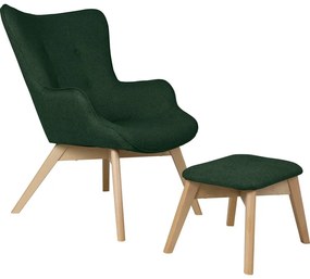 Poltrona con poggiapiedi verde scuro Niko – Ropez