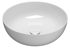 Globo T-edge lavabo 42 cm tondo da appoggio in ceramica bianco lucido