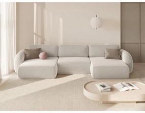 Divano angolare color crema allungabile/con contenitore (a U) con rivestimento in ciniglia Tonale – Cosmopolitan Design