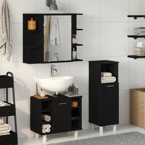 Set di mobili da bagno  set di 3 rovere nero legno ingegnerizzato