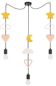 Lampadario sospeso per bambini TRIO 3xE27/20W/230V giallo/bianco/rosa