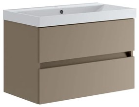 Mobile sottolavabo e lavabo Kora per vasca centrale laccato opaco nocciola L 79.5 x H 50 x P 45.5 cm 2 cassetti
