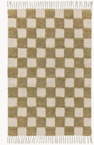 Tappeto in cotone tessuto a mano con motivo in rilievo Caro