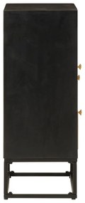 Credenza nera 55x30x76 cm in legno massello di mango e ferro