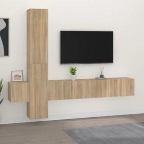 Set Di Mobili Porta Tv 5 Pz Rovere Sonoma İn Legno Multistrato /