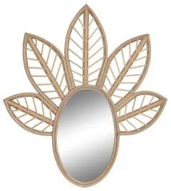 Specchio da parete DKD Home Decor Marrone Cristallo Naturale Tropicale Foglia della pianta 60 x 2 x 67 cm