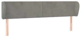 Testiera ad orecchio grigio chiaro 203x23x78/88 cm in velluto