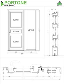 Portoncino d'ingresso Bugnale 31 con vetro L 80 x H 210 cm in legno noce, apertura spingere a destra
