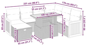 Set divano da giardino 8 pz con cuscini beige in polyrattan