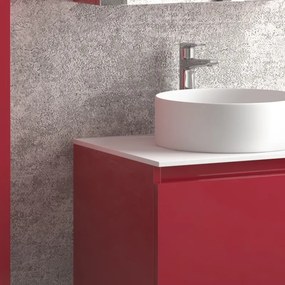 Mobile bagno sospeso 60 cm con due cassetti e piano bianco solid surface TOD-60SS - KAMALU