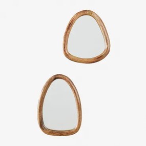 Set di 2 specchi da parete in legno di mango Gabael Design A - Sklum