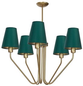 Lampadario a sospensione con supporto rigido VICTORIA 5xE27/60W/230V verde