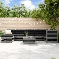 Set Divani da Giardino 8pz con Cuscini in Legno Massello Grigio 3185887