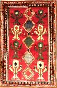 Gashghai Tappeto persiano 140 x 220 Rosso (Iran) Annodato A Mano